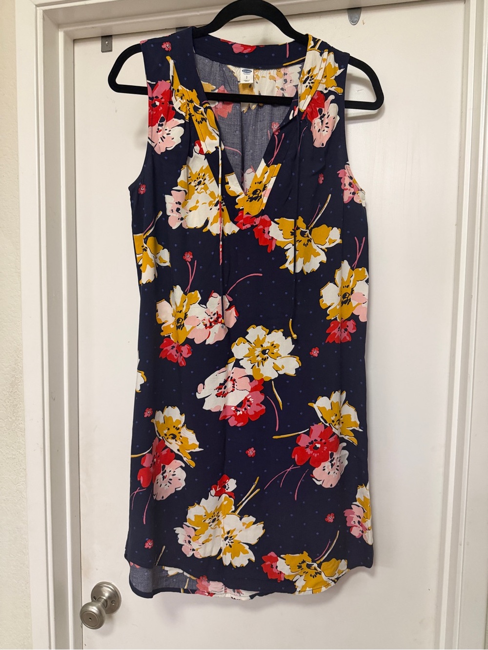 Old Navy Navy Floral Sleeveless V-Neck Shift Summer Dress Tall Large - Sm petite